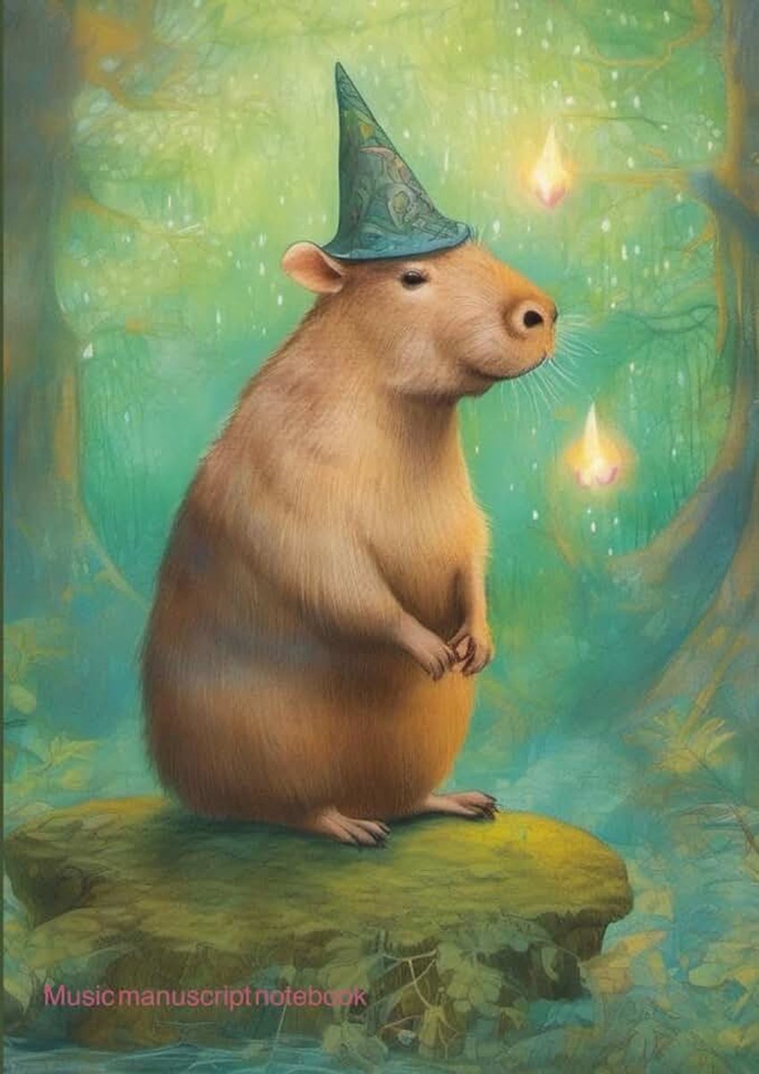 Manuscript Notebook: Wide Spacing Manuscript Pages for Original Works, Capybara Wizard themed cover