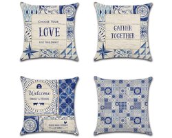 Welkom Motto Kussenhoes Linnen Gooi kussensloop 45x45cm, Pillow Case Startpagina Car Sofa Taille Pillow decoratieve Set van 4