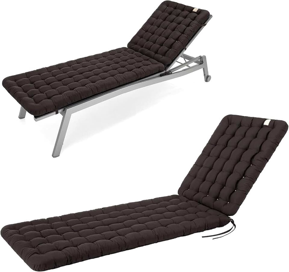 Ligbed kussen 200 x 60 cm - extra dik 8 cm - wasbaar tot 95 °C - premium ligkussen voor zonnebed, ligstoel, relaxstoel en ligstoel - Made in Germany, bruin
