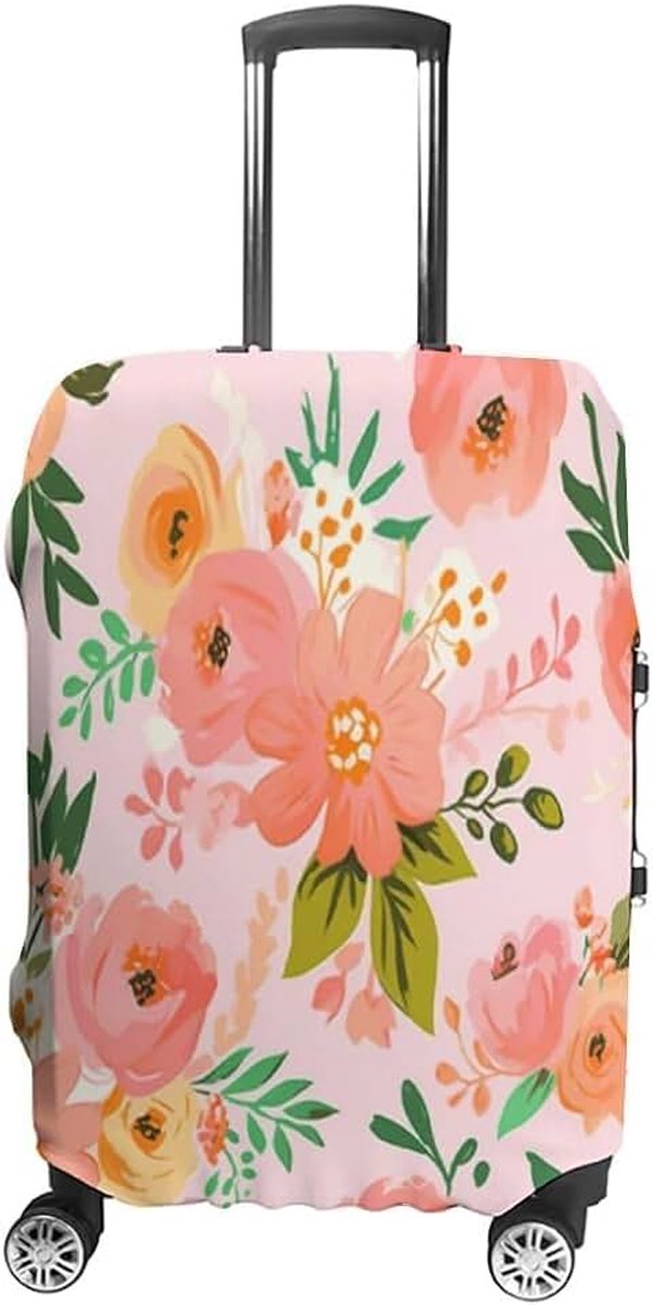 3D-beschermhoes met bloemenprint, reistrolley, licht, wasbaar, polyestervezel, elastisch, passend, R2, M(22-24in), kofferhoes
