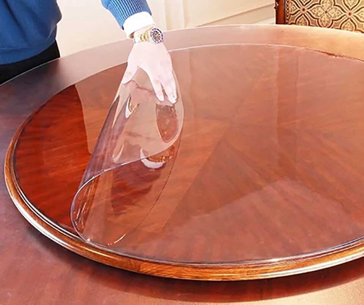 Ronde Tafelkleed Cover Protector, 1,0 mm Dik, Transparant Rond Plastic Tafeldeksel Protector Pad (Ronde 31" diameter, Geurloos)