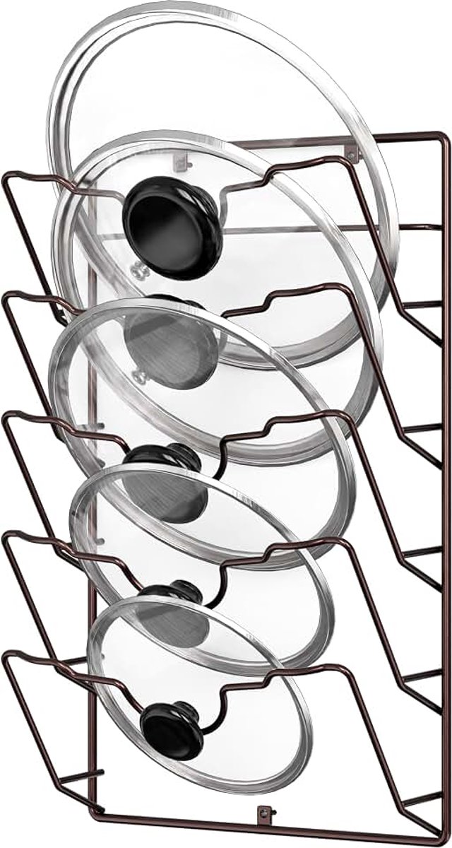 Simple Houseware Wanddeur gemonteerde pot Deksel Rack, Brons
