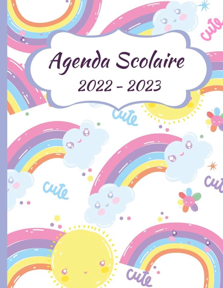 Scolaire 2022 2023 Pour Fille: Cute Organiseur Planificateur : Août à Juillet pour Primaire Collège Lycée études supérieures Etudiant Enseignant