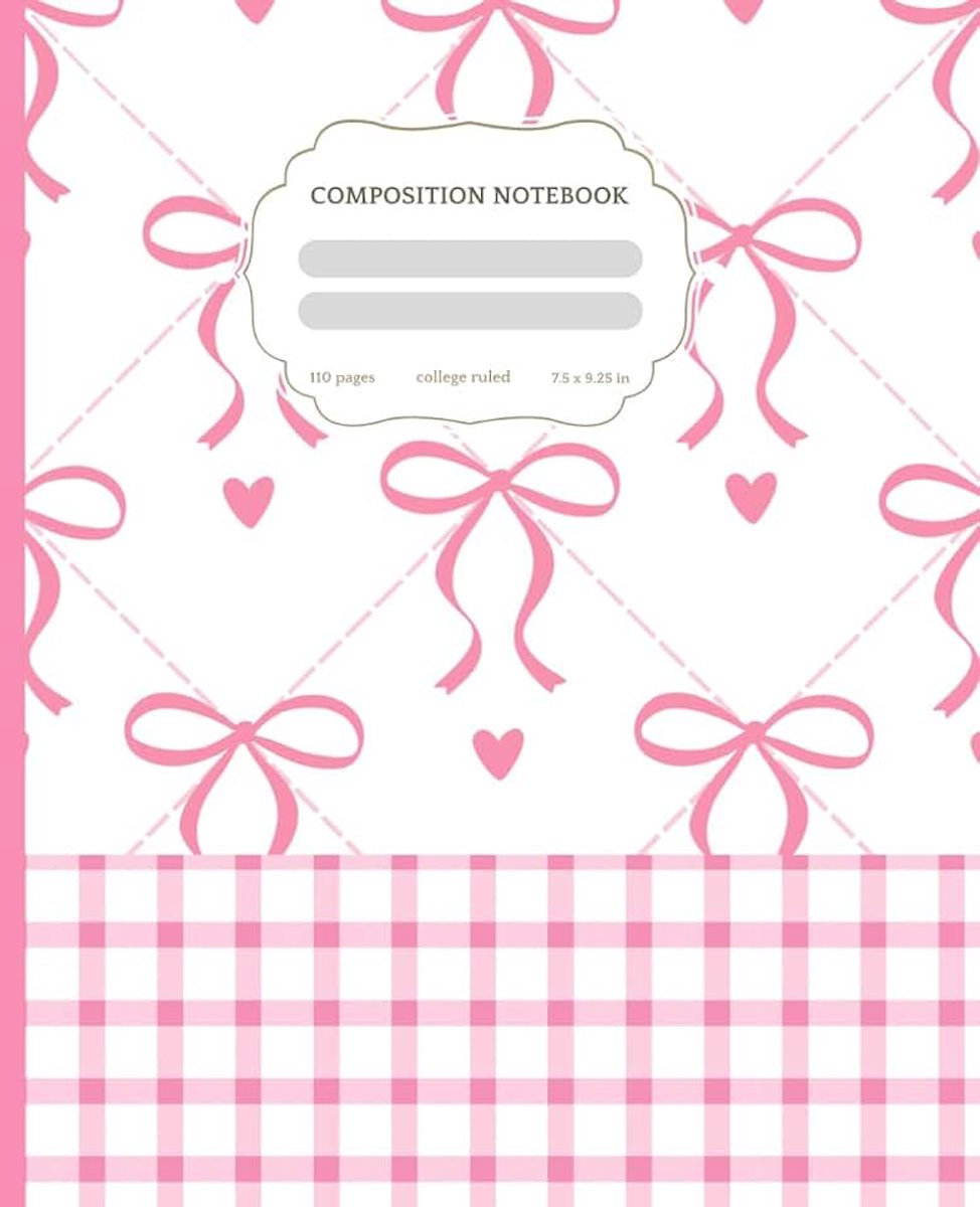 Pink and white: 110 Pages, 7.5 x 9.25 Inch Wide Ruled Journal for School, College, Office, Writing, Note Taking and Everyday Use