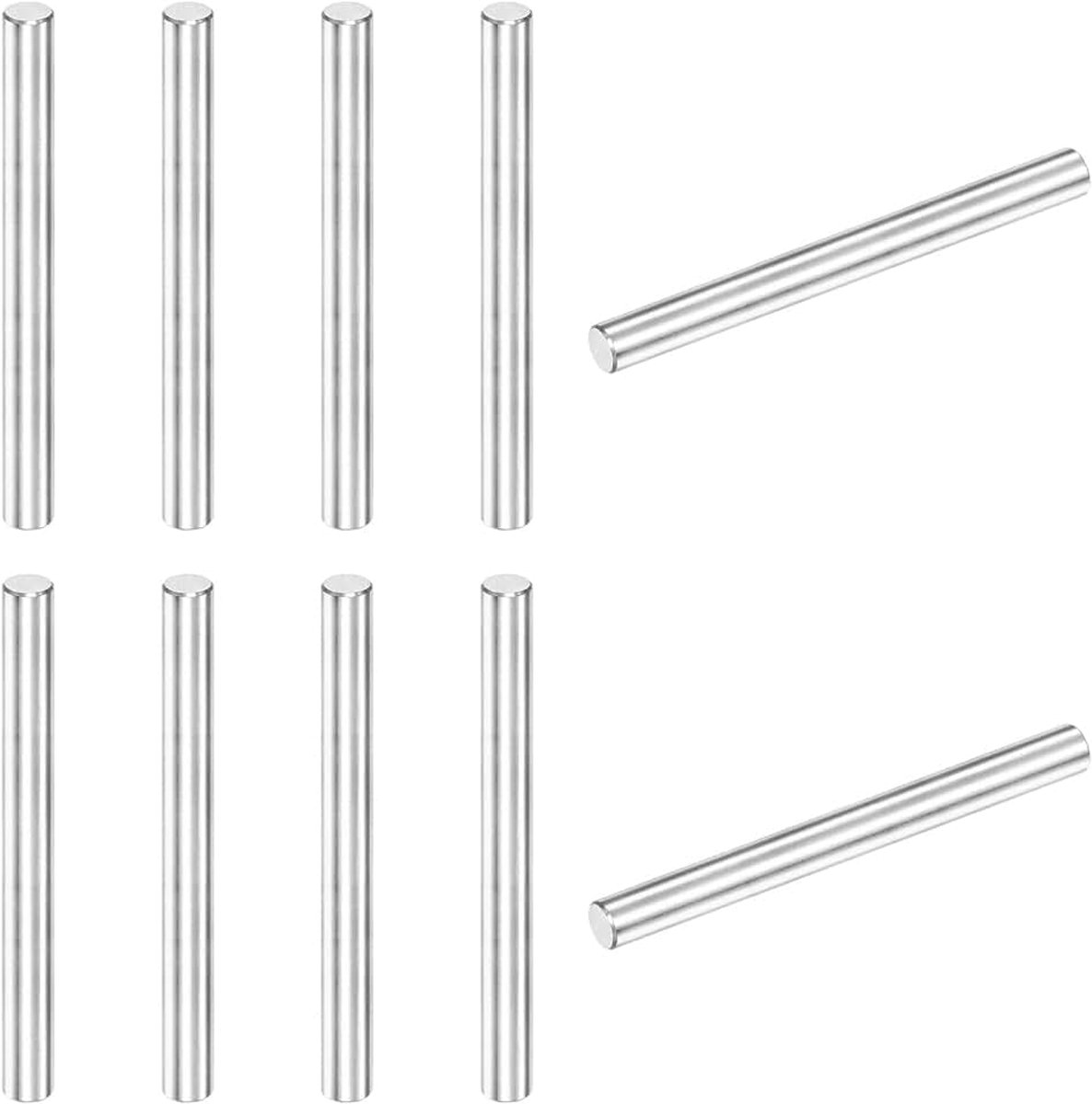 10 stuks 316 roestvrijstalen bevestigingspinnen voor metalen apparaten en houtprojecten, 5 x 50 mm, cilindrische stang voor plankdragers [zilver]