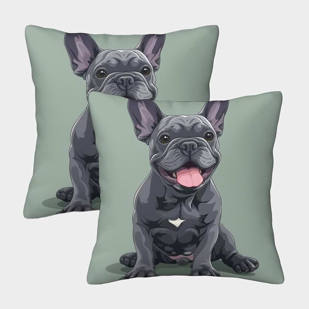 Set van 2 kussenslopen met schattige honden, vierkante kussenovertrekken voor bank, bank, bank, bed, 50 x 50 cm