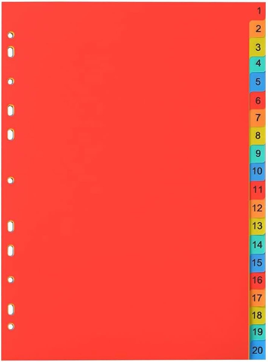Mappen scheidingsbladen, deel register voor mappen A4, geschikt voor het organiseren van bestanden