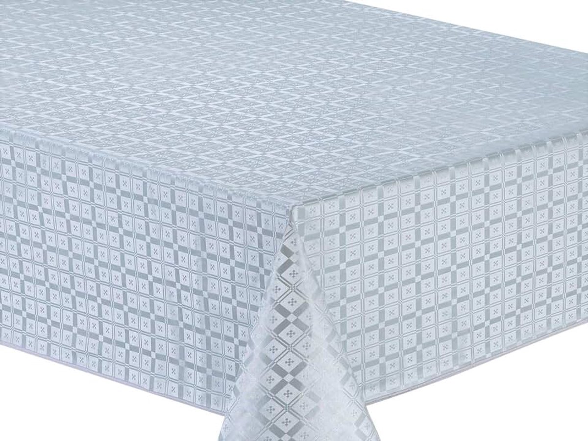 Direct Tafelkleed van pvc, rechthoekig, reliëf, 140 x 180 cm, salie, lichtgrijs
