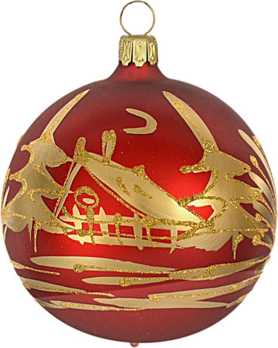 Kerstballen rood mat 6 cm 5 stuks. per doos.