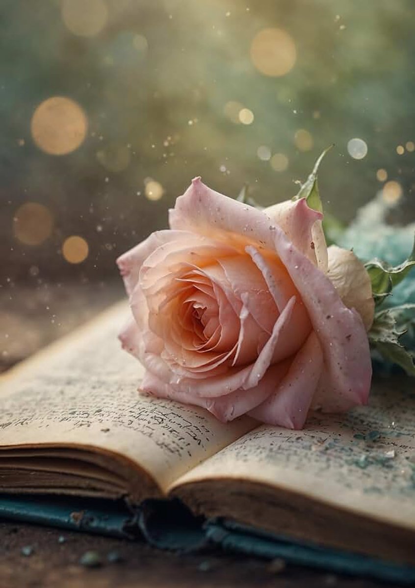 A5 kariert | 240 Seiten, 120 Blatt | Ideal als Tagebuch, Bullet Journal, Ideenbuch, Schreibheft: mit Rose auf einem Buch