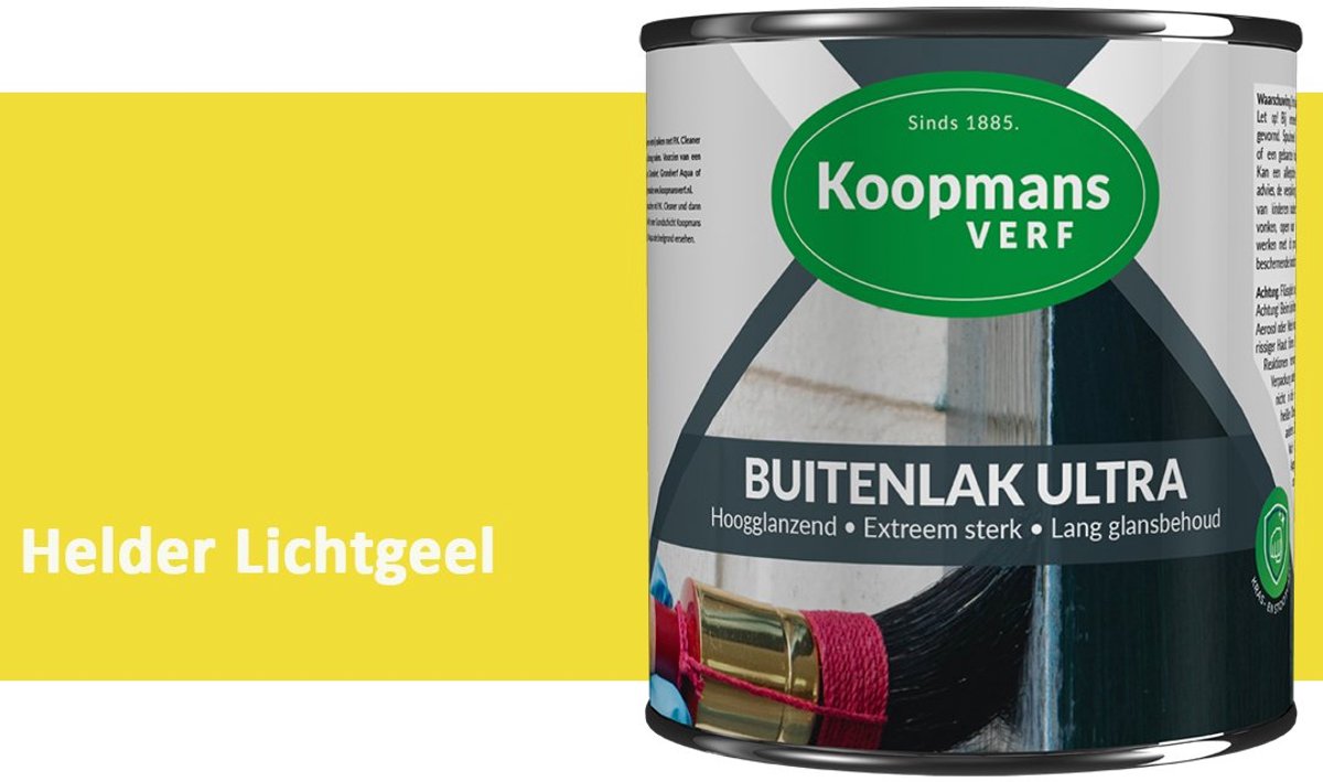 Koopmans Buitenlak Ultra Hoogglans – UV Bestendige Buitenlak voor Hout – Kozijnen, Deuren & Gevel – Duurzame Professionele Lak – Helder Lichtgeel – 375 ml
