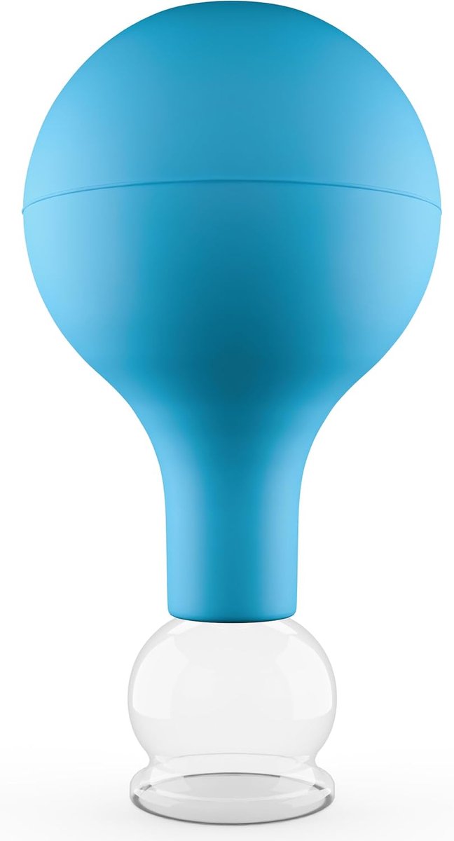 Cupping glas van echt glas met zuigbal in blauw, 25 mm - medische professionele cupping glazen