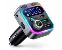 VHV - Bluetooth Transmitter Auto - FM Zender Auto - Bluetooth Receiver - Bluetooth Ontvanger - Bluetooth Adapter Auto - AUX Adapter - Handsfree Bellen - USB-C PD 30W + QC3.0 18W