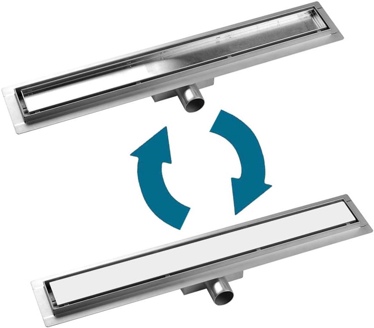Douchegoot vloerafvoer zelfreinigende sifon met geurstop maten 15-100 cm afvoergoot voor badkamer waskeuken balkon doucheafvoer zeer vlak, complete set modern(60cm, Befliesbar)