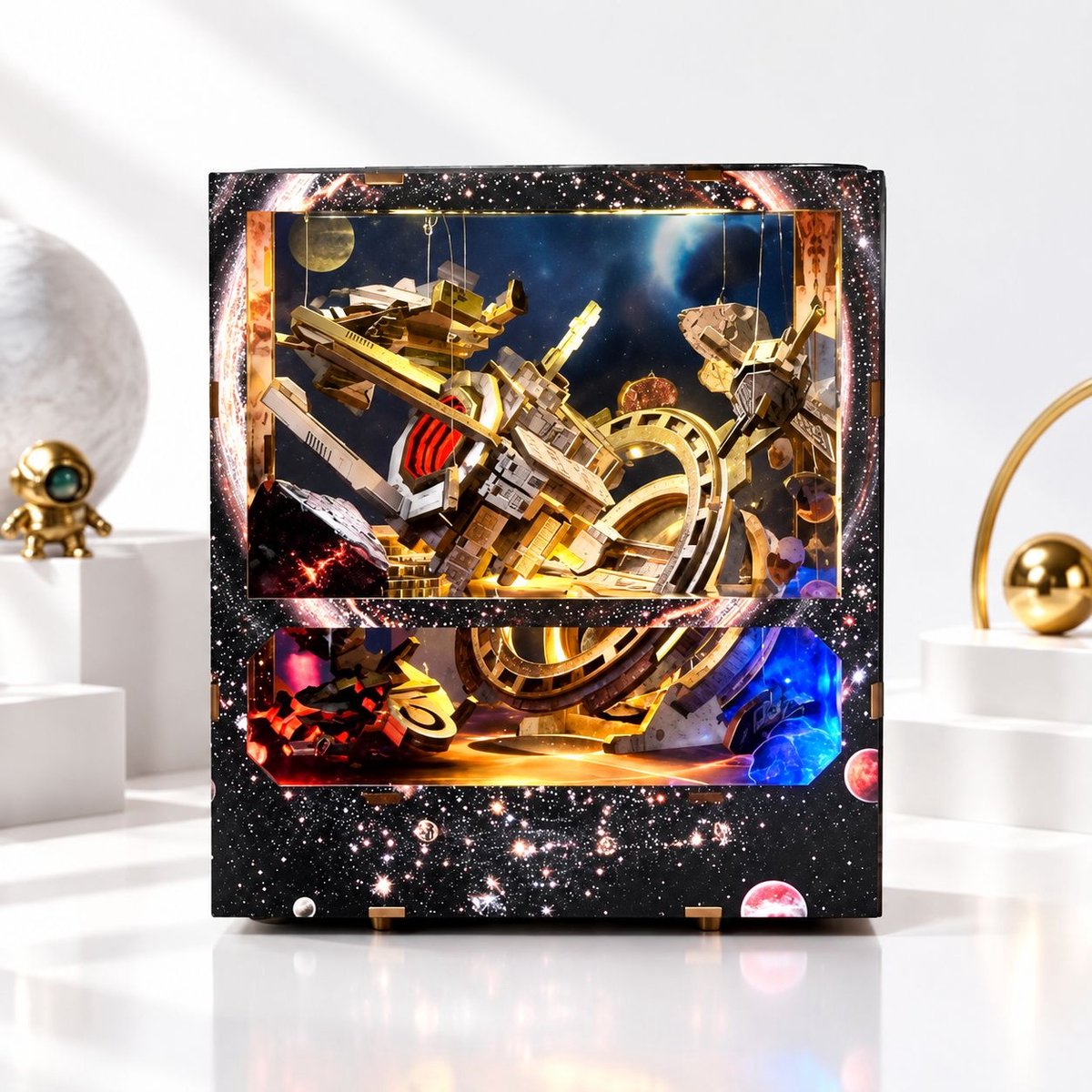 VHV - Nebula Wanderer Book Nook – Touch Verlichting - DIY Bouwpakket Volwassenen en Volwassenen - Boekensteun - Boekenhouder - Houten 3D Puzzel - Modelbouw & miniaturen