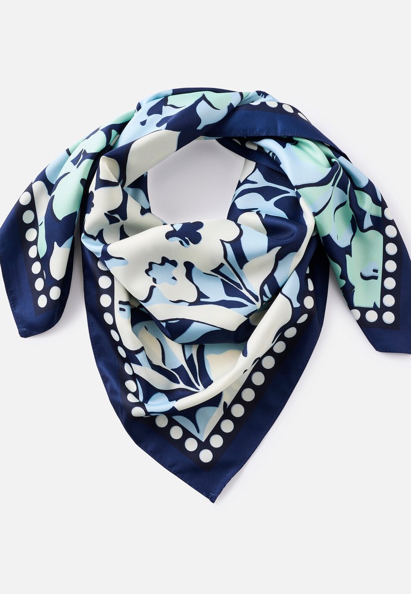 Damart - Sjaal met bloemen- en stippenprint - Dames - Blauw - Eén maat