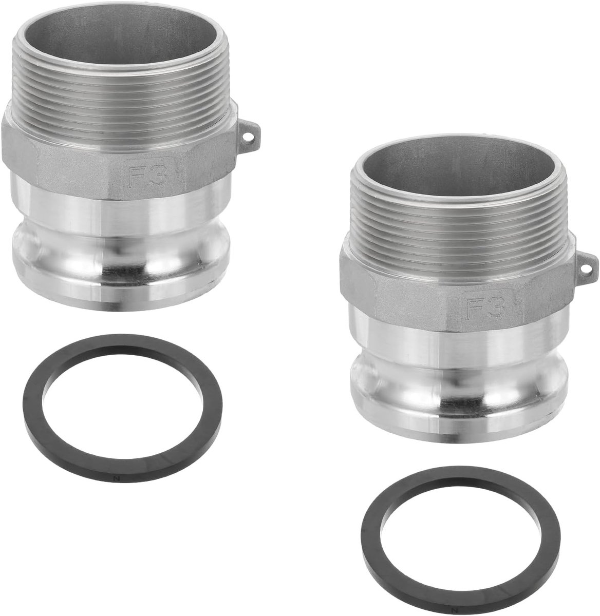3" Aluminium Cam en Groove Fitting - 2 Stuks Dust Plug, Male Adapter en NPT Draad, Snelle Ontkoppeling voor Slangen en Koppelingen, Zilver