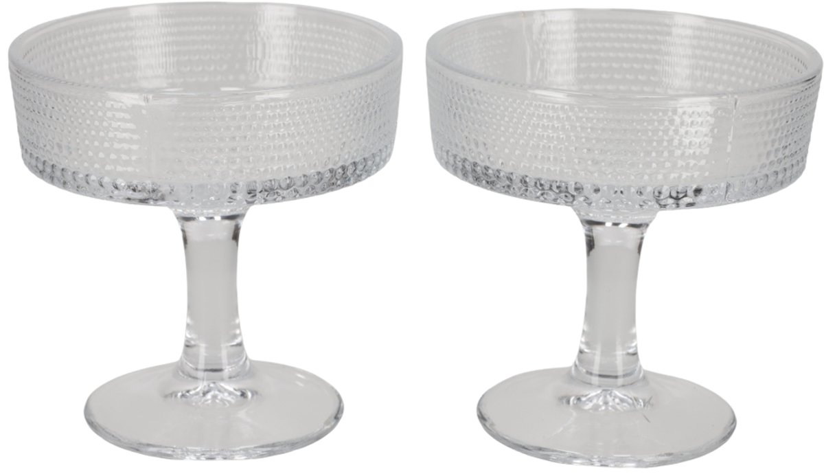 JENS Living - Ribbel Cocktailglazen Martini Glazen - Pornstar martini - Espresso Martini - Martini toren - Hightea toren - Set van 2 - Stijlvolle Ribbelglas Cocktail Glazen