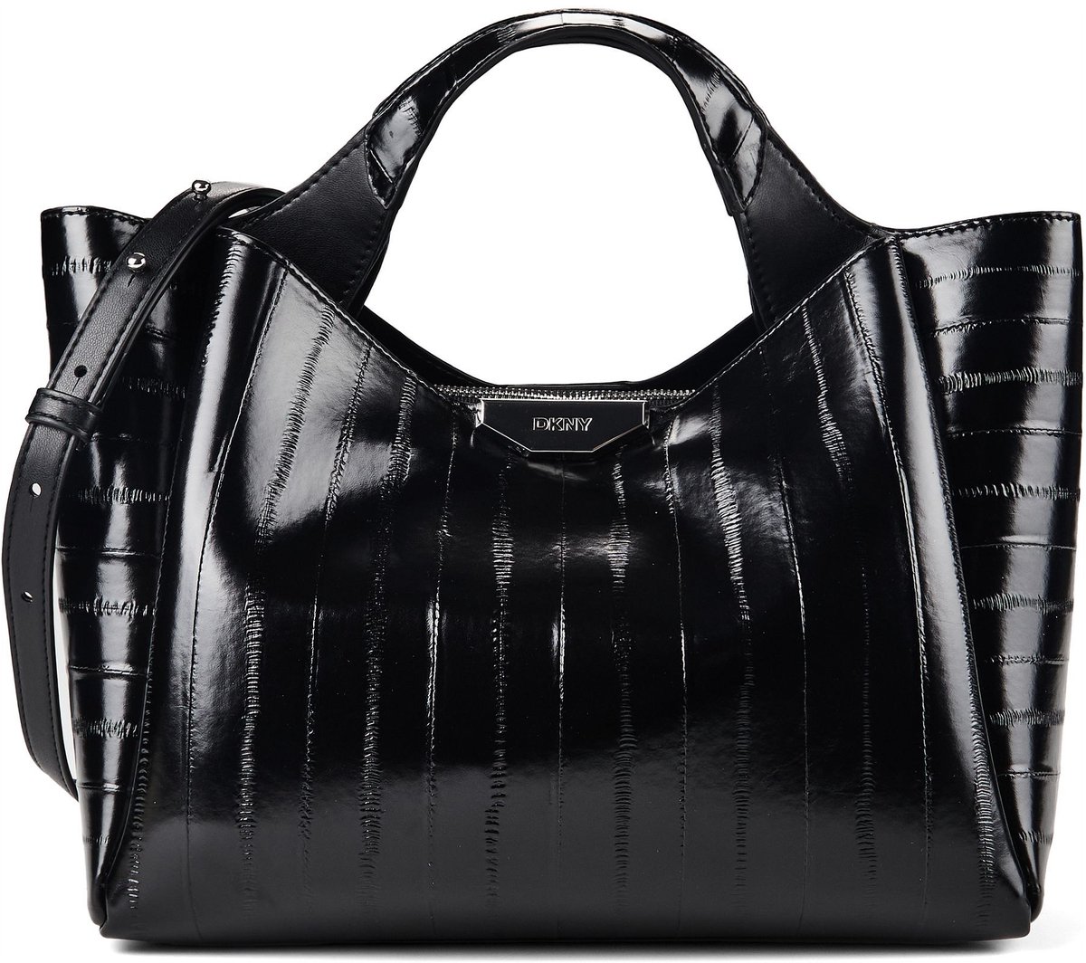 DKNY handtas schoudertas Willa Satchel Black / Silver zwart