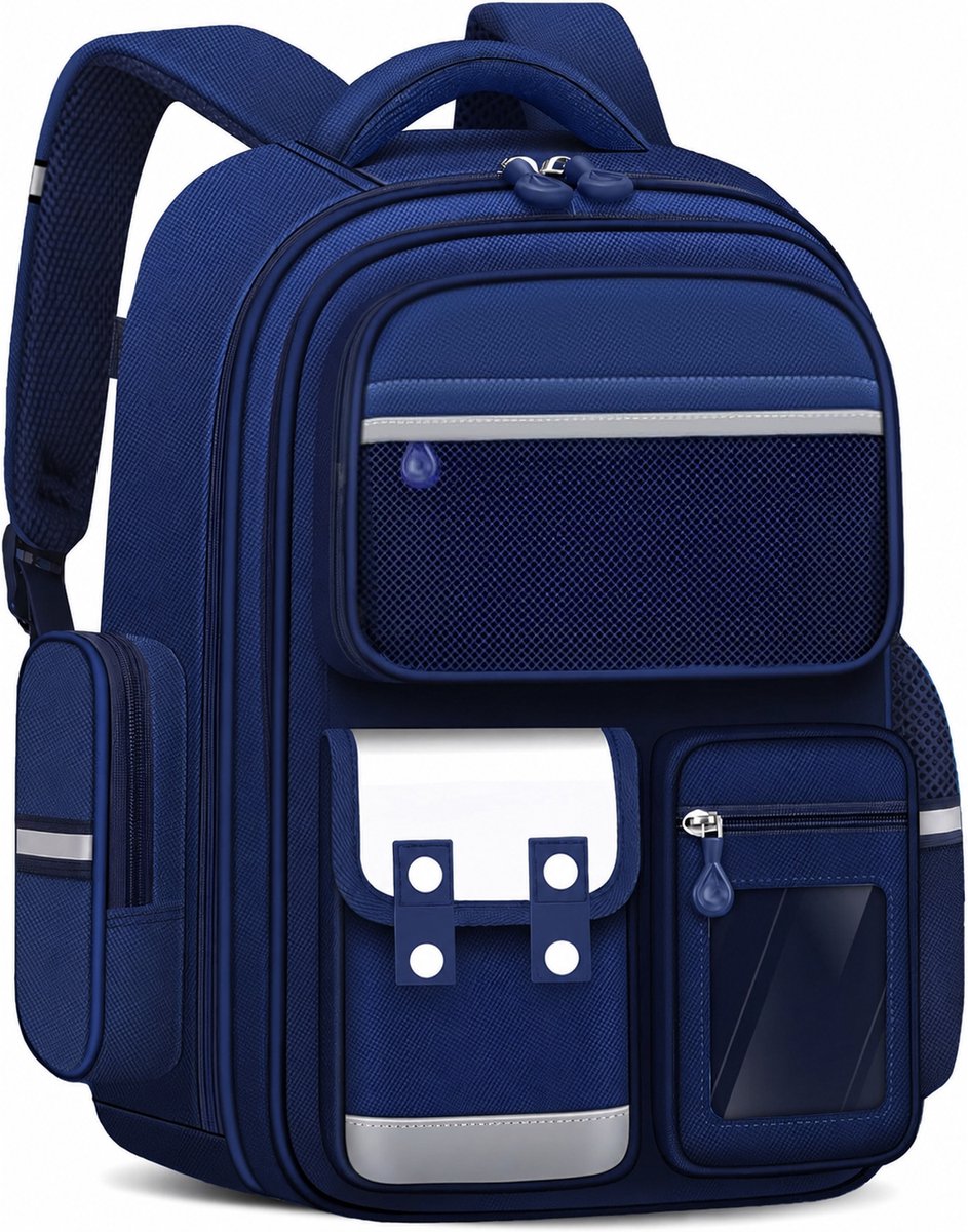 Rugzak - Waterbestendige Schooltas voor Jongens - Ideaal voor Basisonderwijs - Met Ruim Opbergvak - Formaat 30x17x42 cm - Blauw - 1 Stuk