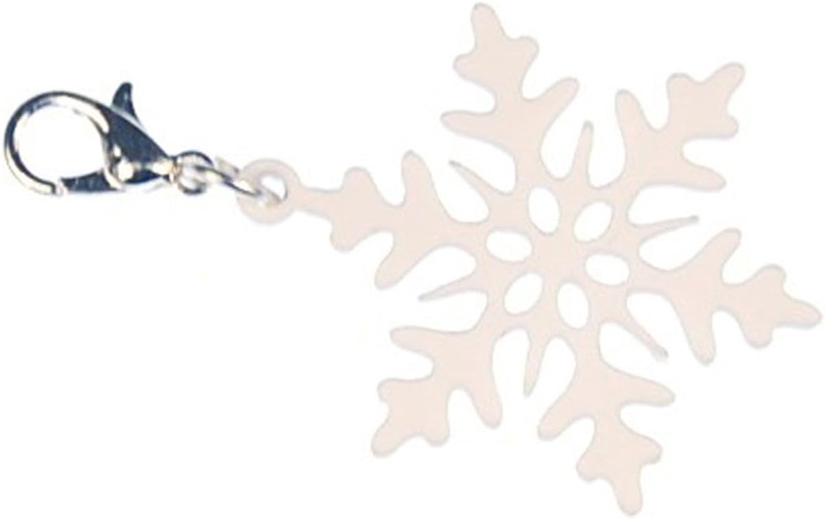 Sneeuwvlok Charm ijsbloem sneeuw Kerstmis wit 3 cm - handgemaakte modesieraden I kettinghanger verzilverd - bedelhanger bedelarmband - hanger voor armband, 30 mm, Katoen, Glas