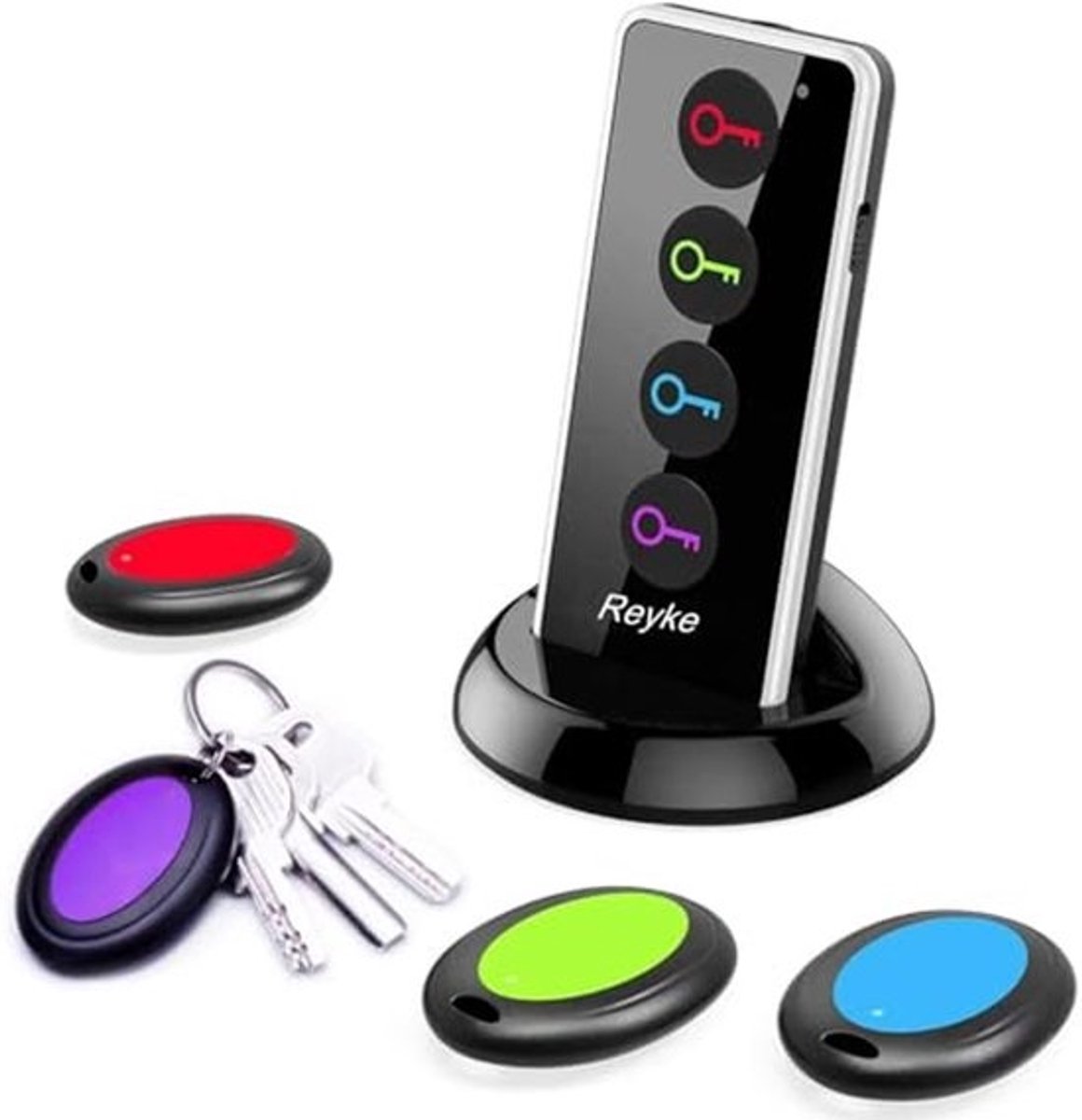 Sleutelzoeker met 80dB Geluid en 130 ft Werkbereik, Draadloze Key Finder met 4 Ontvangers