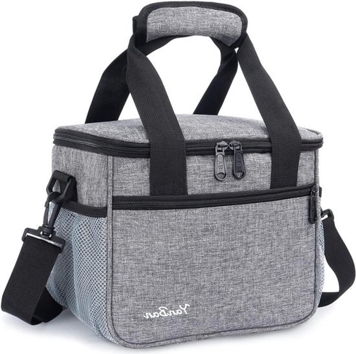 Allecto Plus - Lunchbox koeltas 10 L voor werk, kantoor, school, picknick en strand in grijs - voor volwassenen, mannen, vrouwen en kinderen