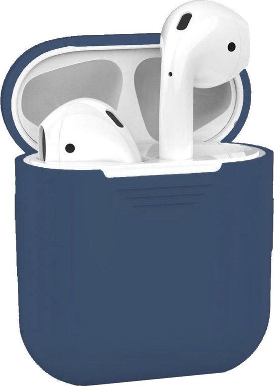 Siliconen Bescherm Hoesje Cover voor Apple AirPods 2 Case Blauw-Grijs