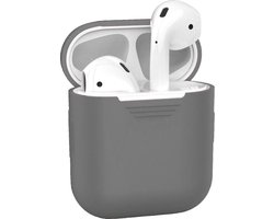 Hoesje - Geschikt voor Apple Airpods 2 - Siliconen Hoes met Clip - Silicone Case Cover - Grijs