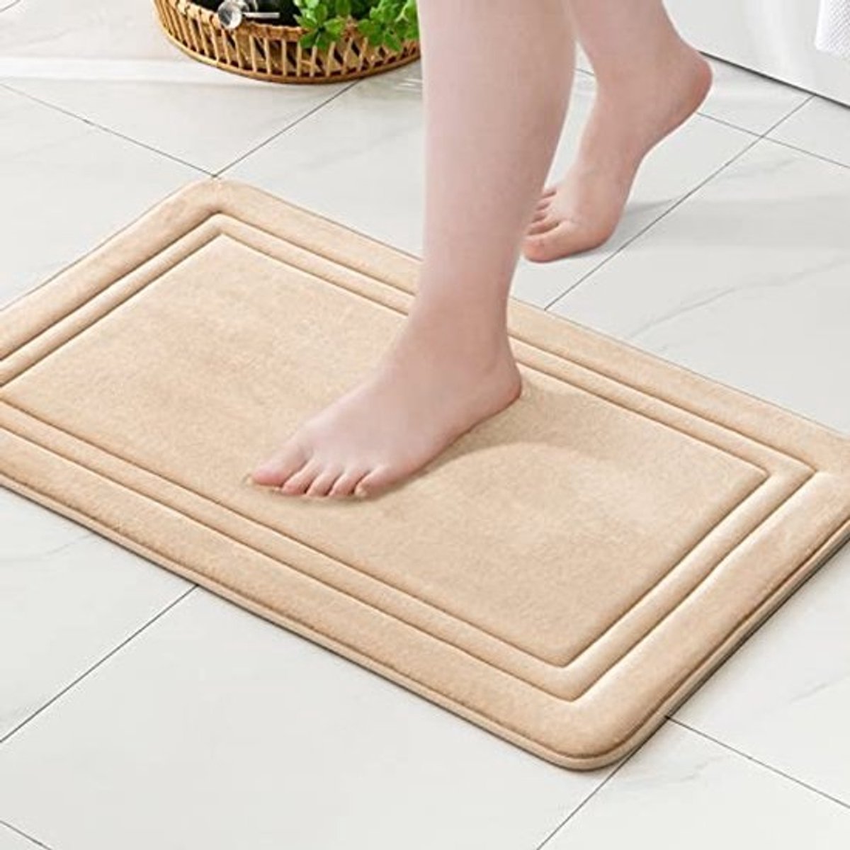 Antislip Badmat van Traagschuim - Zeer Absorberend en Wasbaar - Perfect voor Badkamer, Douche en Toilet - 40 x 60 cm - Lichtbruin
