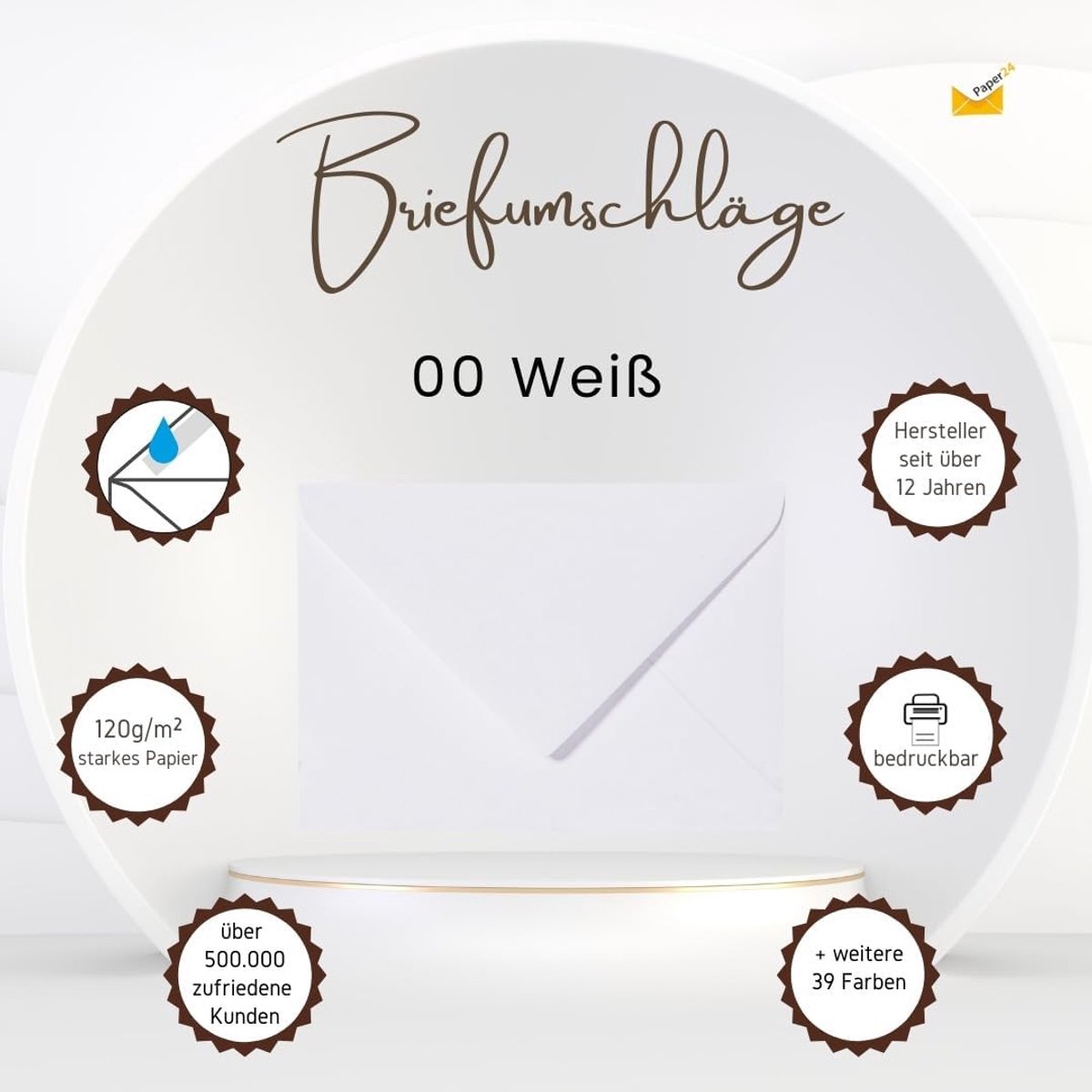 25 enveloppen B6 vochtig klevend 120 g/m², enveloppen 12,5 x 17,5 cm voor bruiloft, verjaardag, om te knutselen in de kleur wit