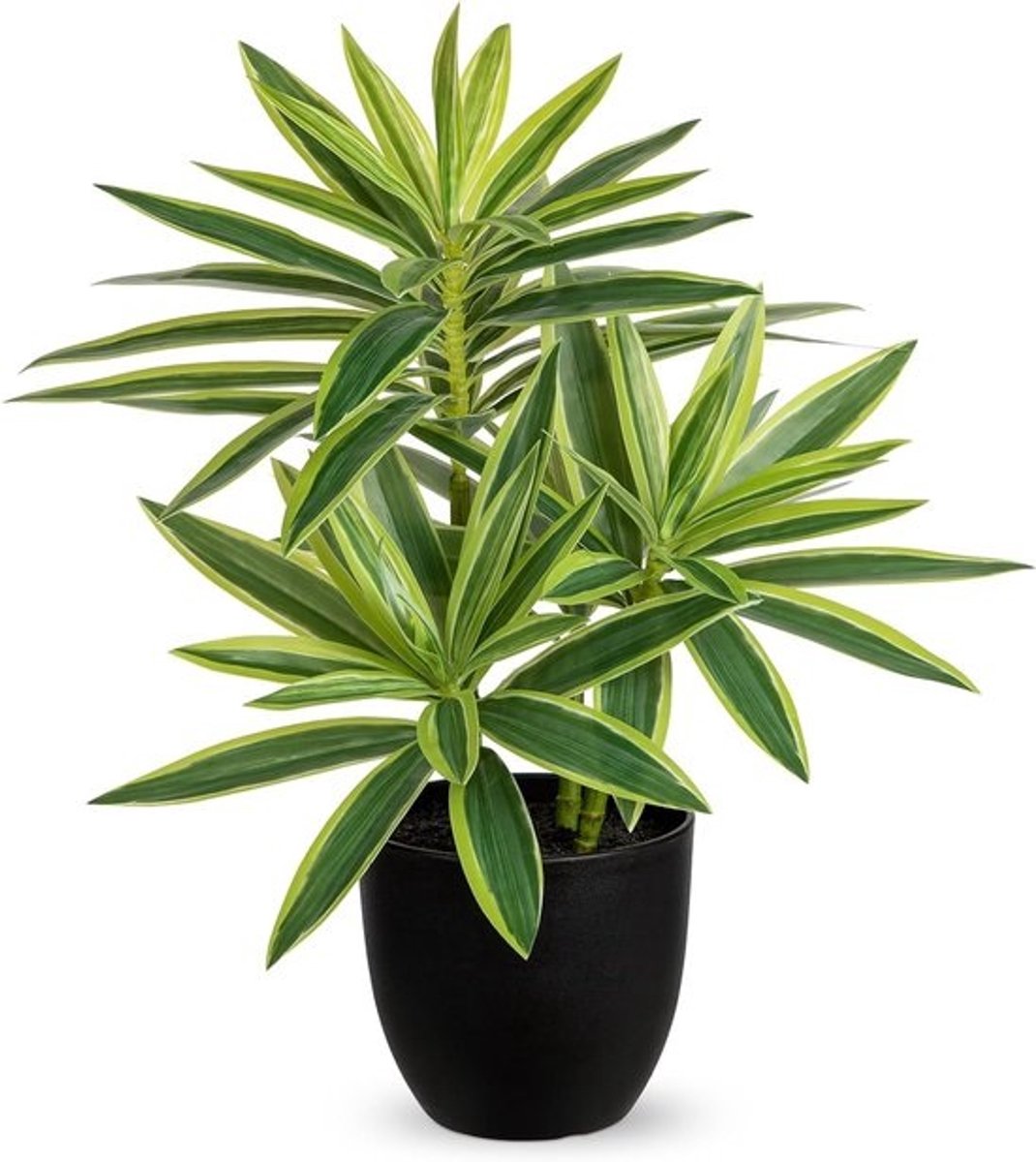 41Cm Nepplanten in Zwarte Potten Kunstmatige Dracaena Plant Decoratieve Nep Potplanten Realistische Faux Kamerplant Voor Thuis Badkamer Woonkamer Keuken Plank Tafel Decoratie