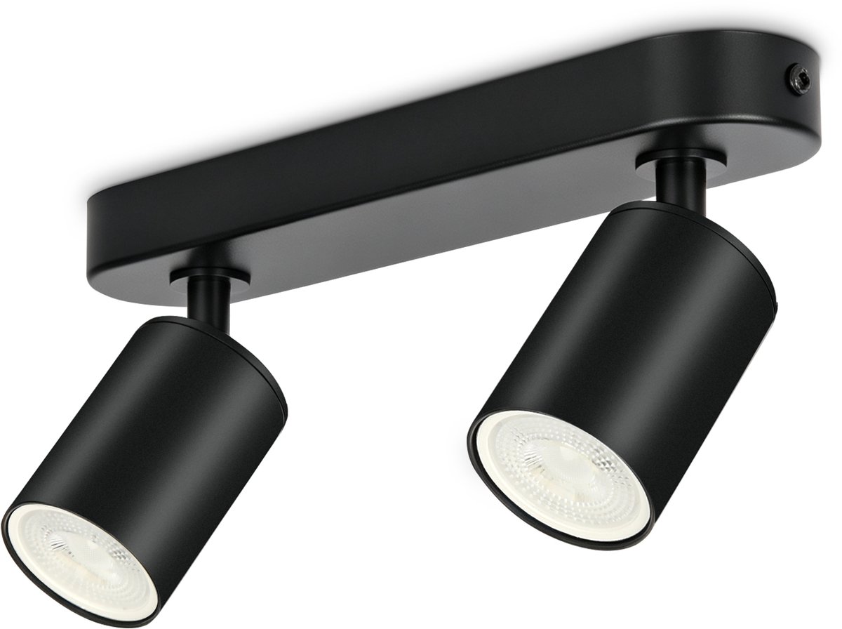 Oraymin Opbouwspot 2-Lichts - Zwarte Plafondspot - GU10 Fitting - 350° Draaibaar en 90° Kantelbaar - Zonder Lichtbron