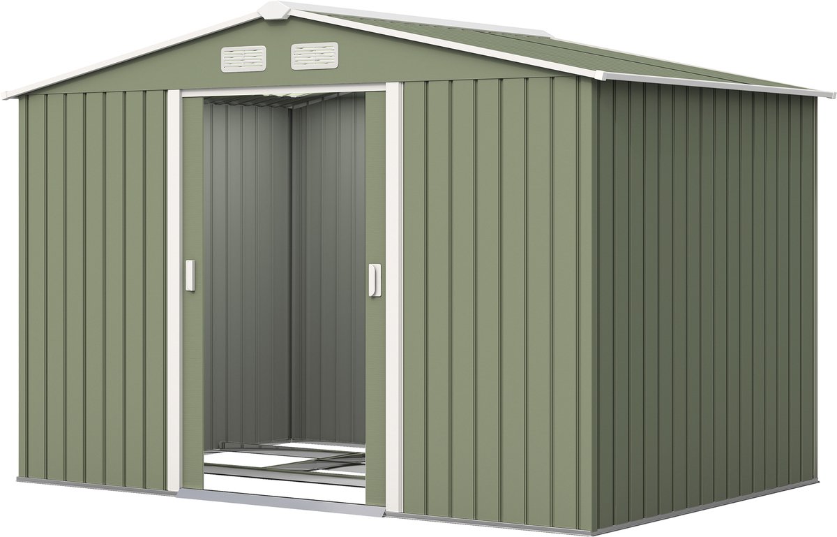 Metalen Tuinhuis - 5.4m² met Fundering & Deuren – lichtgroen