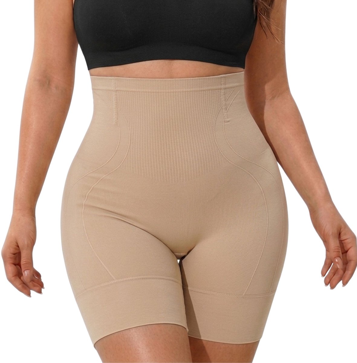 Shapetape Corrigerende High Waist Shaper Short - Beige - Shapetape - Corrigerende High Waist Short Dames - Naadloos Corrigerend Ondergoed - Corrigerende Boxershort - Hoge Taille - Liftende Shaper Short - Shapewear Dames