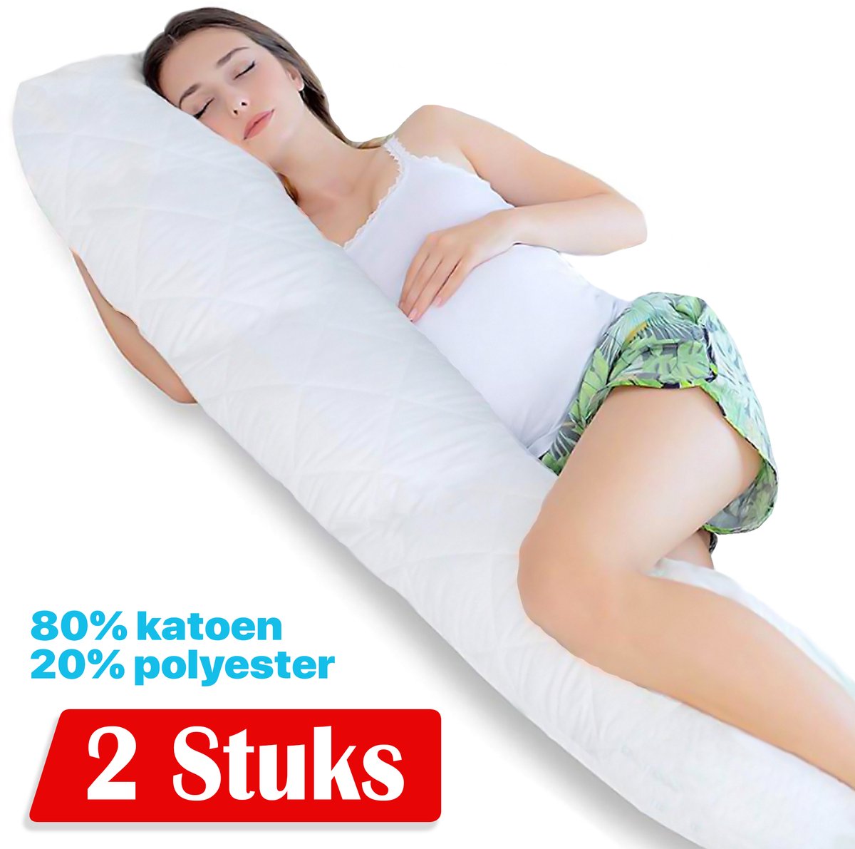 Bol.com 2x Ondersteunend Lichaamskussen - 40 x 140cm - Body Pillow - Zwangerschapskussen - Body Pillow - Lichaamskussen - 140 cm... aanbieding