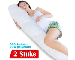 2x Ondersteunend Lichaamskussen - 40 x 140cm - Body Pillow - Zwangerschapskussen - Body Pillow - Lichaamskussen - 140 cm - Voedingskussen - Zijslaapkussen - Sluimerrol - Afneembaar hoes premium body pillow lichaamskussen