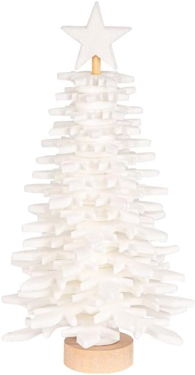 Vilten kerstboom om in elkaar te zetten | DIY knutselset | Kerstdecoratie (Wit 21,5 cm)