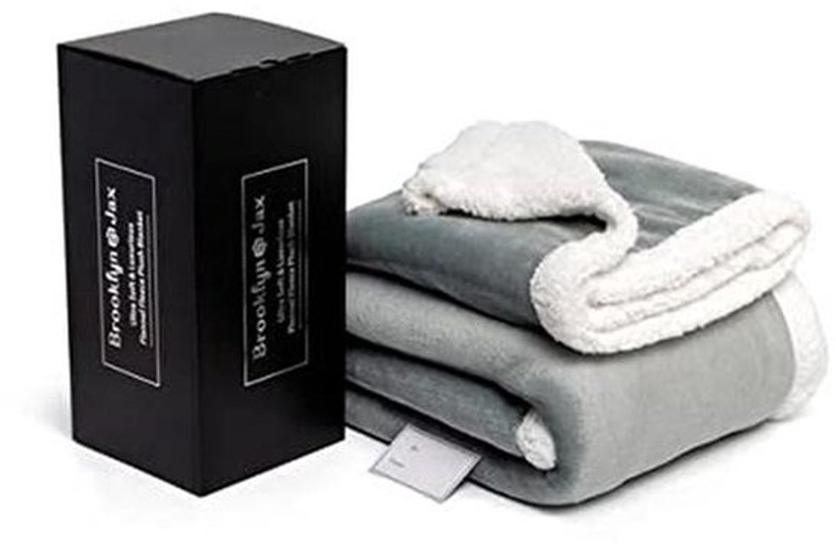 Omkeerbare Sherpa Fleece Deken - Super Zacht en Luxueus - 125 x 150 cm - Grijs