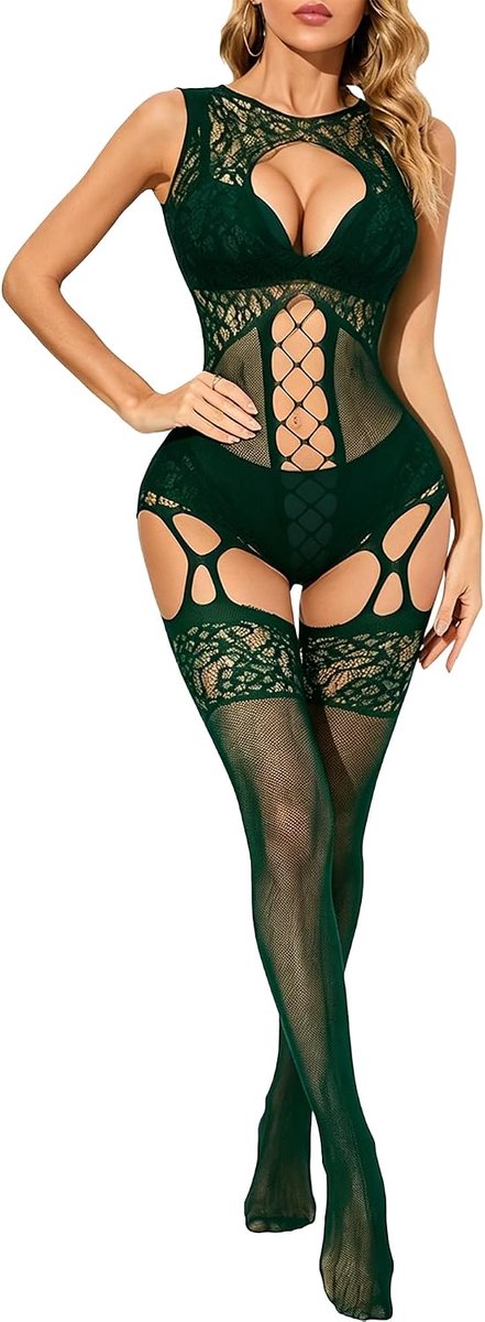 Visnet Bodystocking Sexy Catsuit Vrouw Holle Lingerie Panty