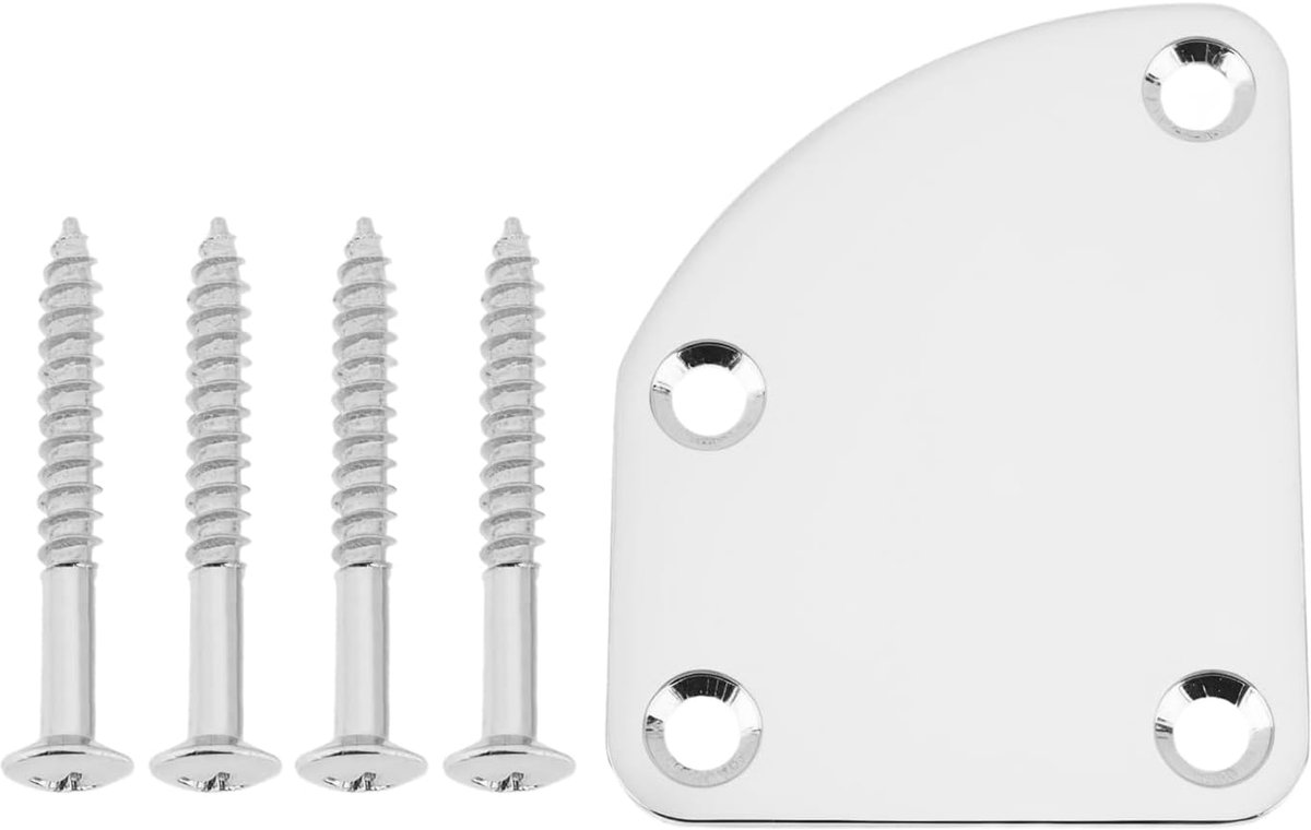 1 stuk 4-gats gebogen gitaarhalsplaat met schroeven Compatibel met Telecaster hals Compatibel met Stratocaster hals Bas hals Zilver