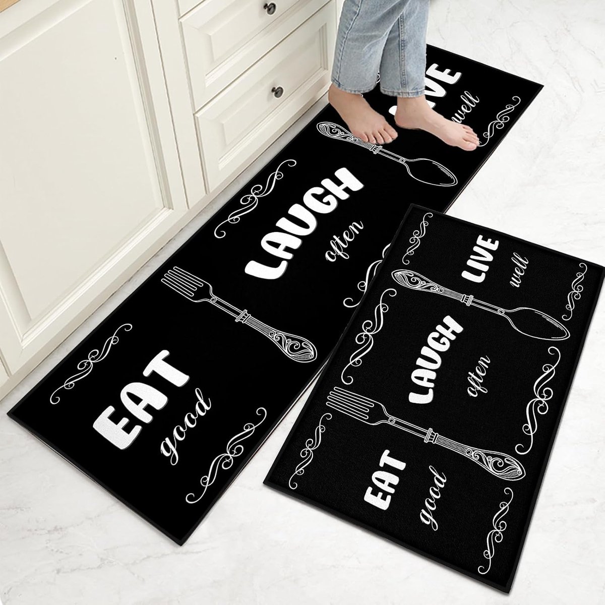 Antislip Wasbaar, 2 Stuks Keukentapijten en Matten, Anti Vermoeidheid Keukentapijtsets voor Huisdecoratie Kantoor Staand Bureau (Stijl L, 40x60+40x120cm)