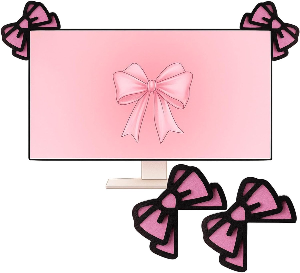 2 roze strikken kantoor gadgets, decoratie, mini figuren