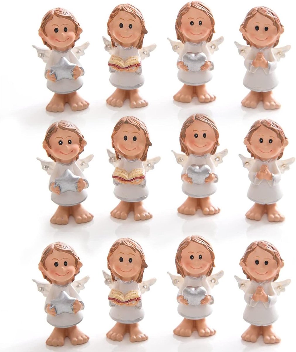 12 kleine mini beschermengel engelfiguren Kerstmis 4,5 cm geschenk verjaardag gastgeschenk