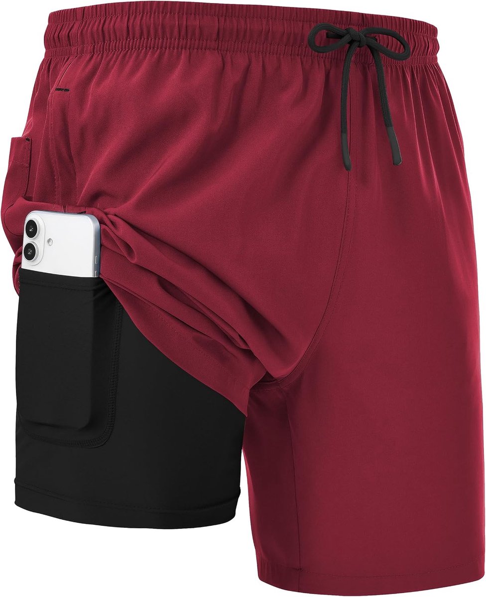 Zwembroek Heren Badbroek Quick Dry 2-in-1 Sportshorts Heren met Compressie Liner Trainingsshorts Mannen Zwemshort Board Shorts Strandshorts