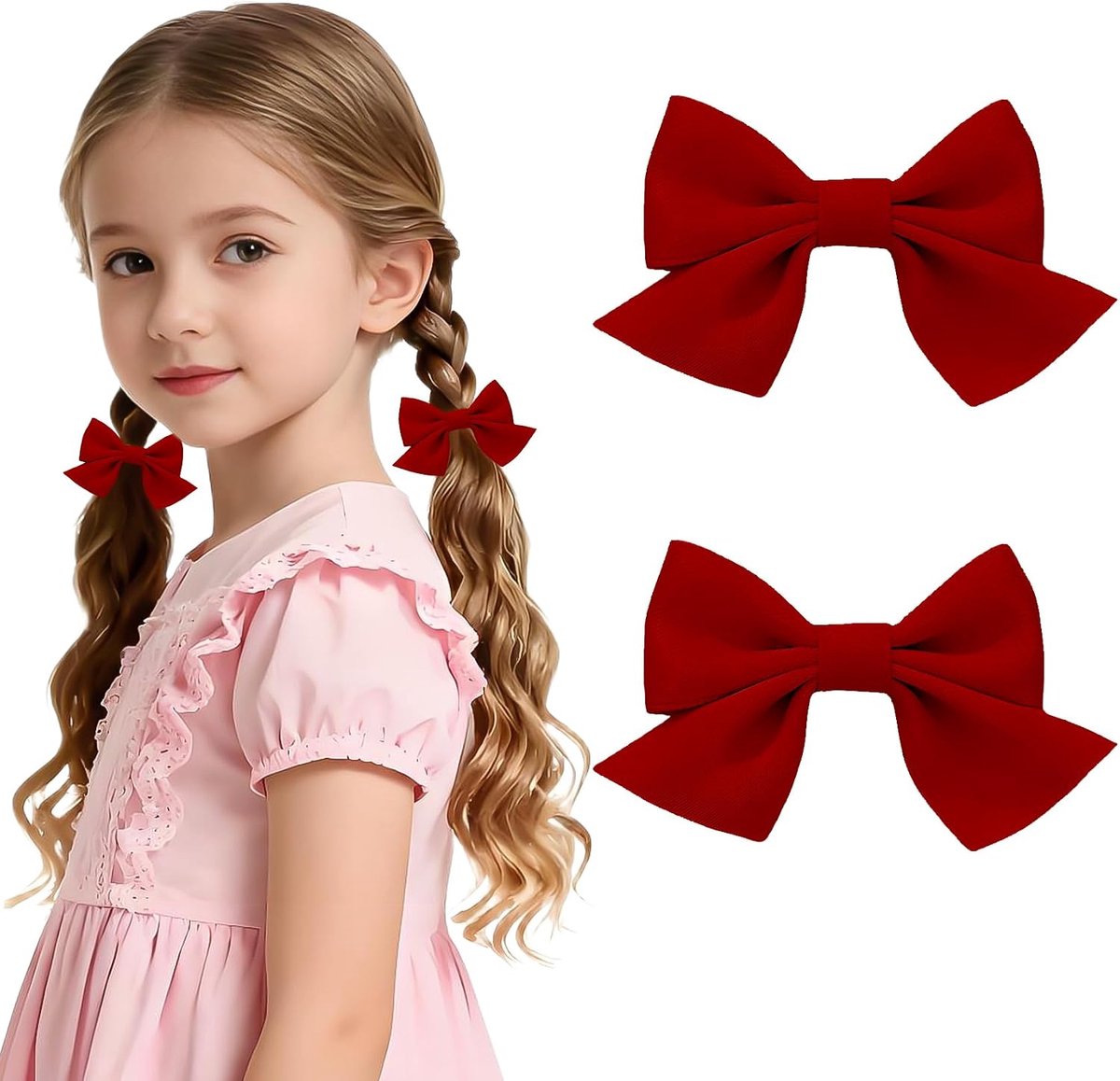 Haarspelden met strik, 2 stuks, haarstrikken voor dames, haarspelden van satijn, modieuze haaraccessoires voor meisjes, voor haar, vrouwen, verjaardag, rood