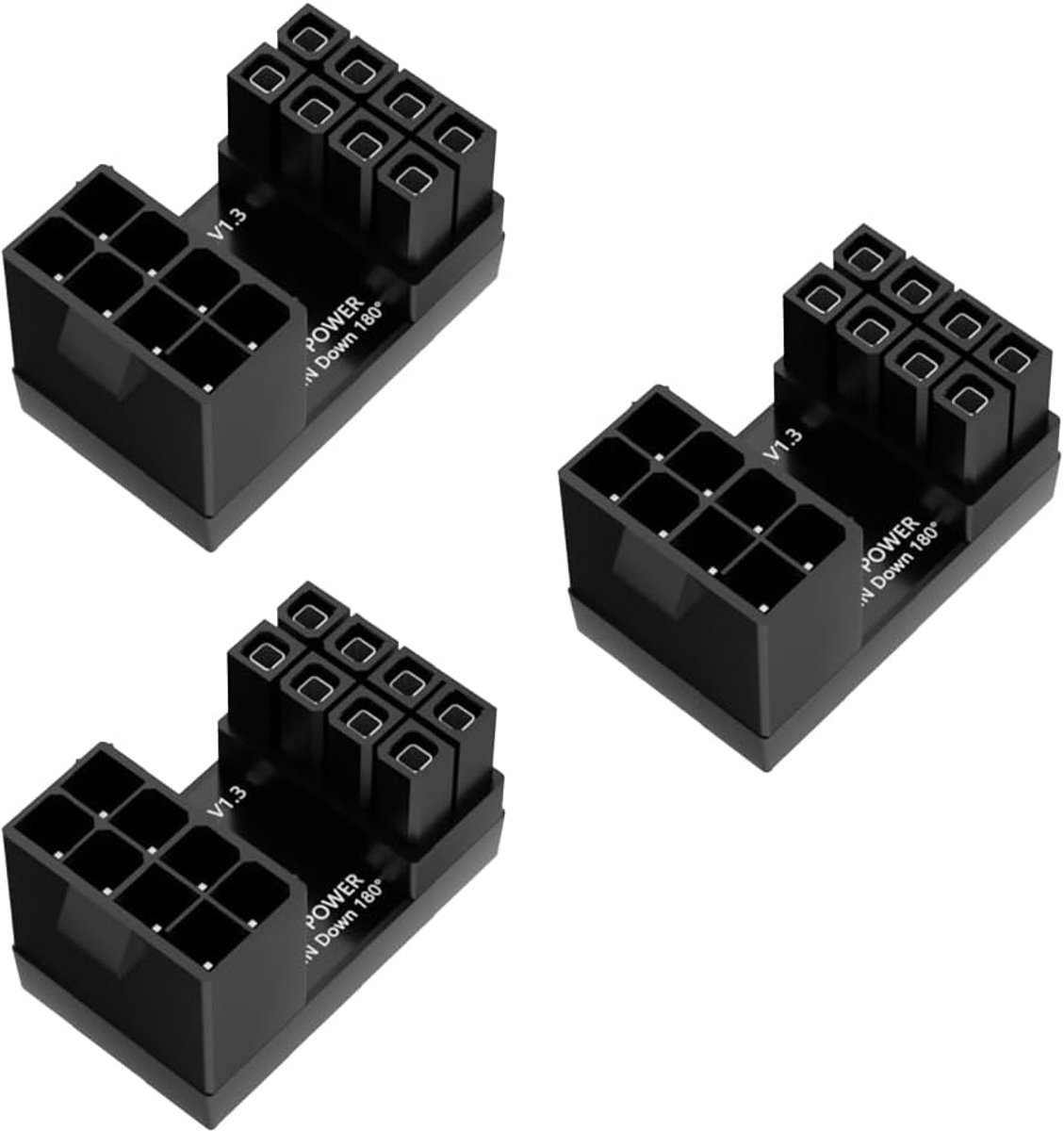 3-Pack PCIe 8 Pin 180 Graden Adapter U Turn 180 Graden Hoek 8 Pin Connector GPU Adapter voor Desktop PC Grafische Kaart