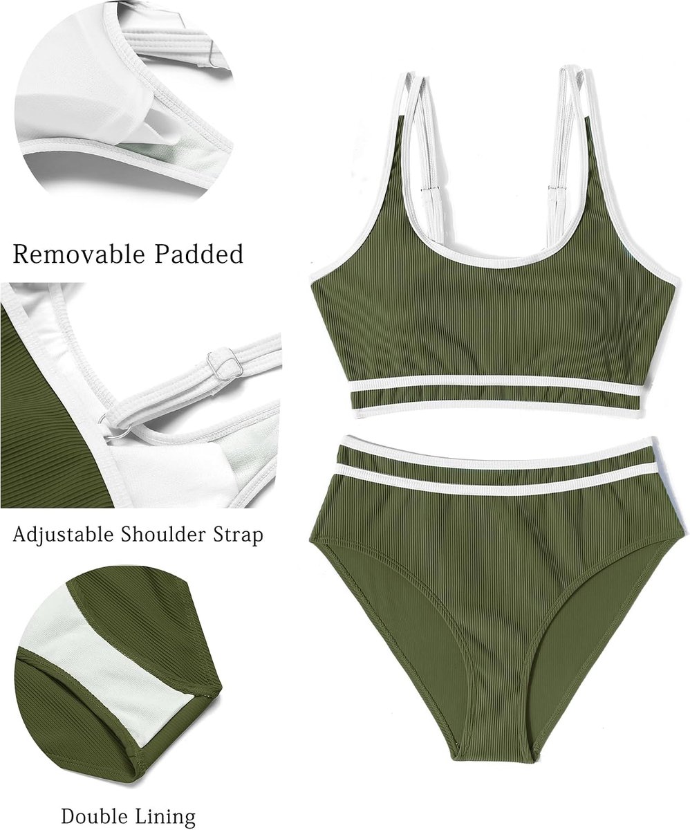 Bikini dames set badpak buikweg sport bikini sets hoge taille badmode push up geribbeld