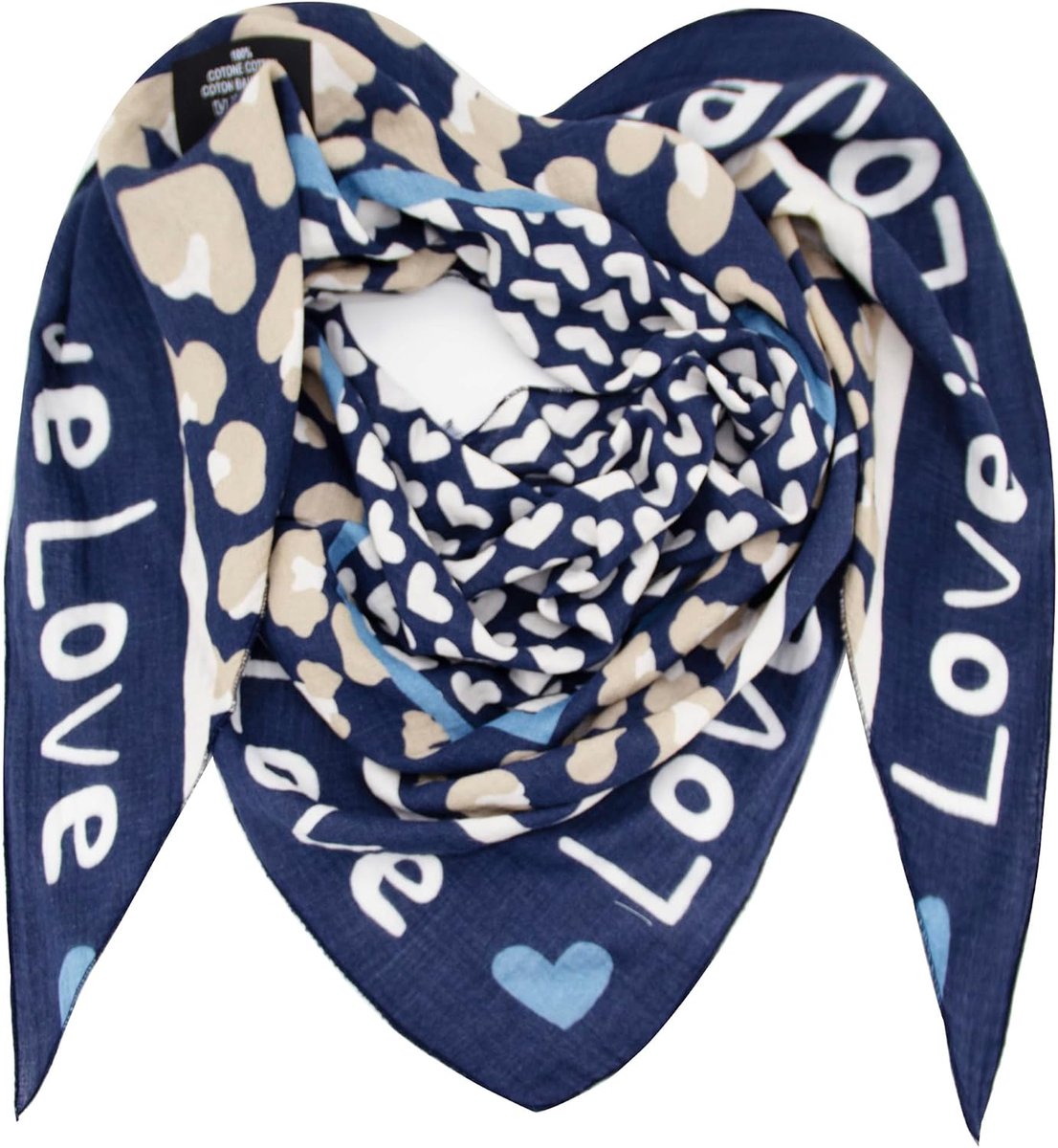Dames Sjaal Love Hart Driehoek Katoen Driehoek Sjaal voor Lente, Zomer Herfst Winter, 210 cm x 125 cm x 125 cm