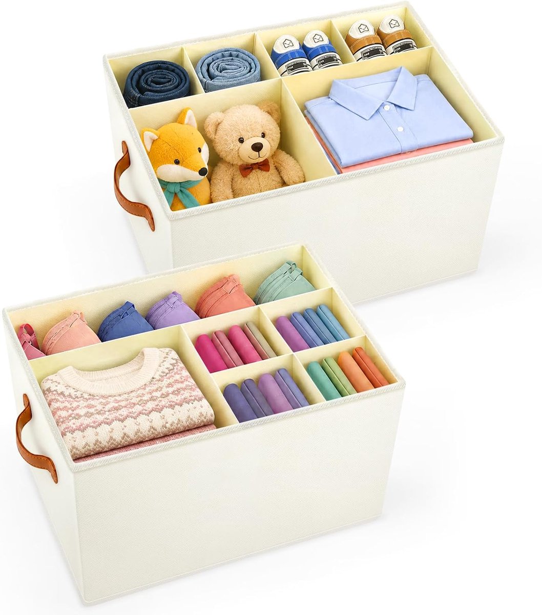 Verdelers 12 mobiele kubus opbergdozen, stoffen kleding organisatoren bak voor kleding jeans broek trui handdoek, opbergmanden voor plank, kast kast kast opslag organizer (2 stuks)
